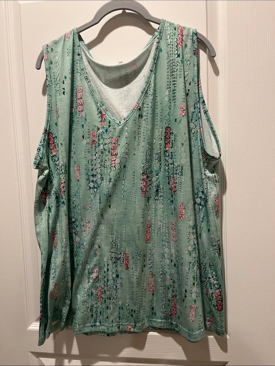 LuLaRoe Tops - LuLaRoe Mint Green Floral V-Neck Tank